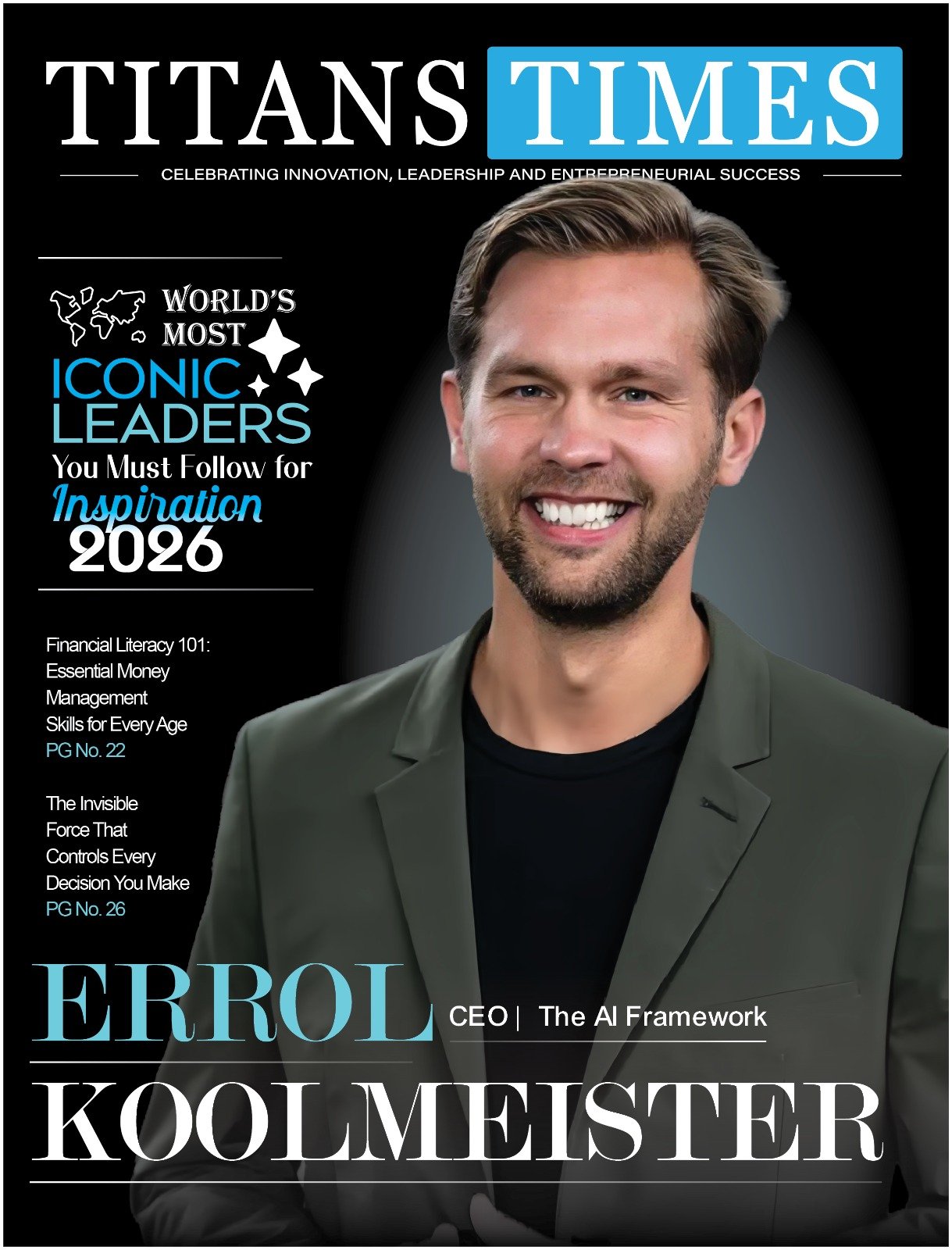 Errol Koolmeister on the cover of Titans Times magazine.